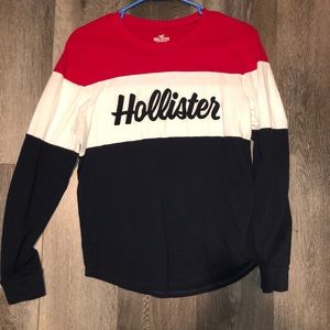 hollister red white and blue long sleeve tee